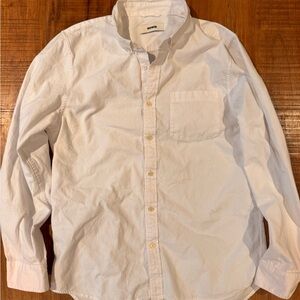 Buck Mason Oxford one pocket button up shirt large white